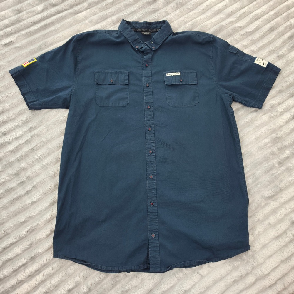 Grunt Style Mens Short Sleeve Button Down Shirt Navy Blue GS5385 XXL